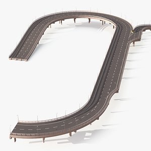 Connectable Highway Road Elements Entrance Curved 3D model