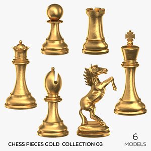 Chess Pieces Gold Collection 03 - 6 models 3D model