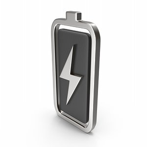 3D Battery Charging Symbol Silver