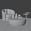 Modern Luxury Armchair and Marble Coffee Table Set 3D Model 3D model