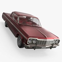 Classic Show Car Chevrolet Impala Lowrider 1964 Red Simplified