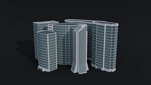 3D Low-poly Cartoon skycrapers 2 Polygonal Style