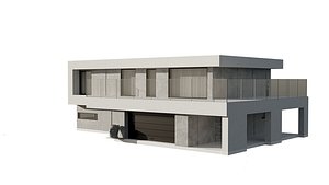 3D Modern single - family house with flat roof model