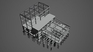3D Industrial building-001 model