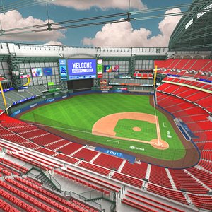 3D Baseball Stadium with Open Roof
