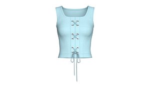 Girls Square Neck Front Lace-Up Corset Top model