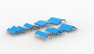 steel building set all 3D model 3D