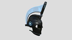 SciFi Spartan Helmet 02 Black Blue - Character Design 3D