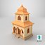Низкополигональная 3D-модель индийского дома в мультяшном стиле