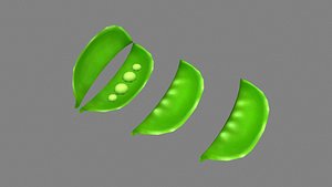 3D model Cartoon pea pod - peas - lentil - mung bean