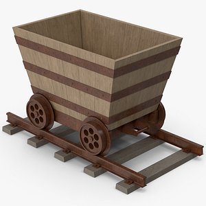 Wild West Mine Cart On Rails 3D model