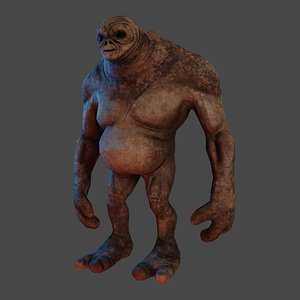 Realistic and textured 3D troll for games