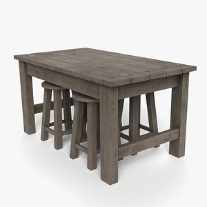old wood table 3D model