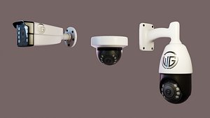 3D CCTV Security Camera Pack Bullet Dome PTZ Surveillance Cameras model