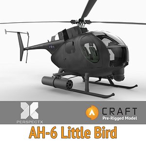 pre-rigged ah-6 little bird helicopter 3d model
