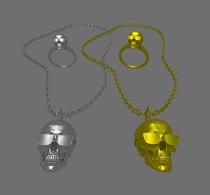 necklace ring skull 3D model
