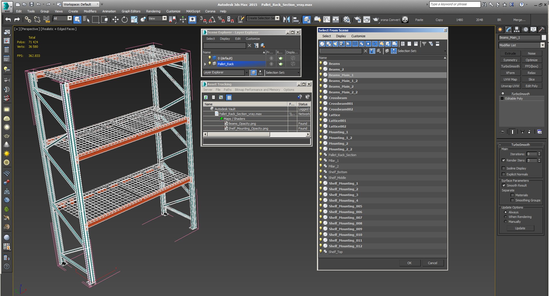 3D Pallet Rack Section Model - TurboSquid 1329657