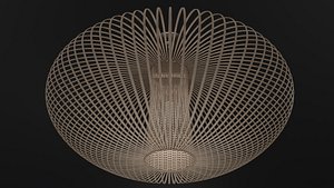 Large Rattan Hanging Light Fixture 3D
