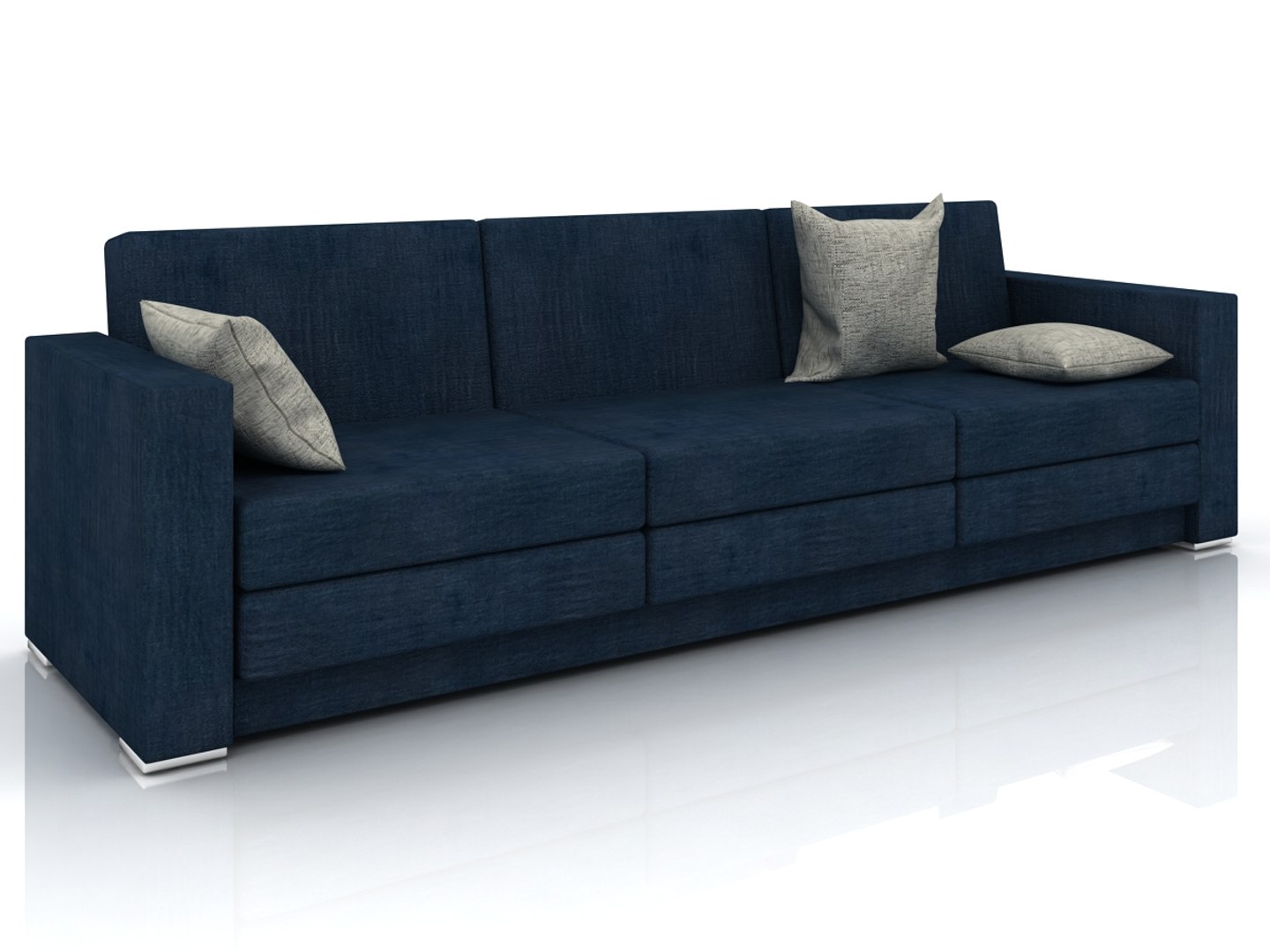 3d Model Dark Blue Sofa Minimalism