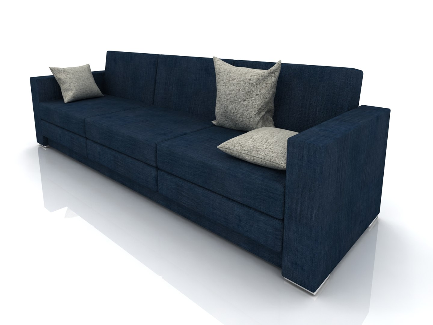 3d Model Dark Blue Sofa Minimalism