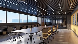 Modern Office Hipoly 3D Model