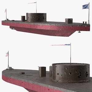 US Ironclad Warship Monitor Old 3D model