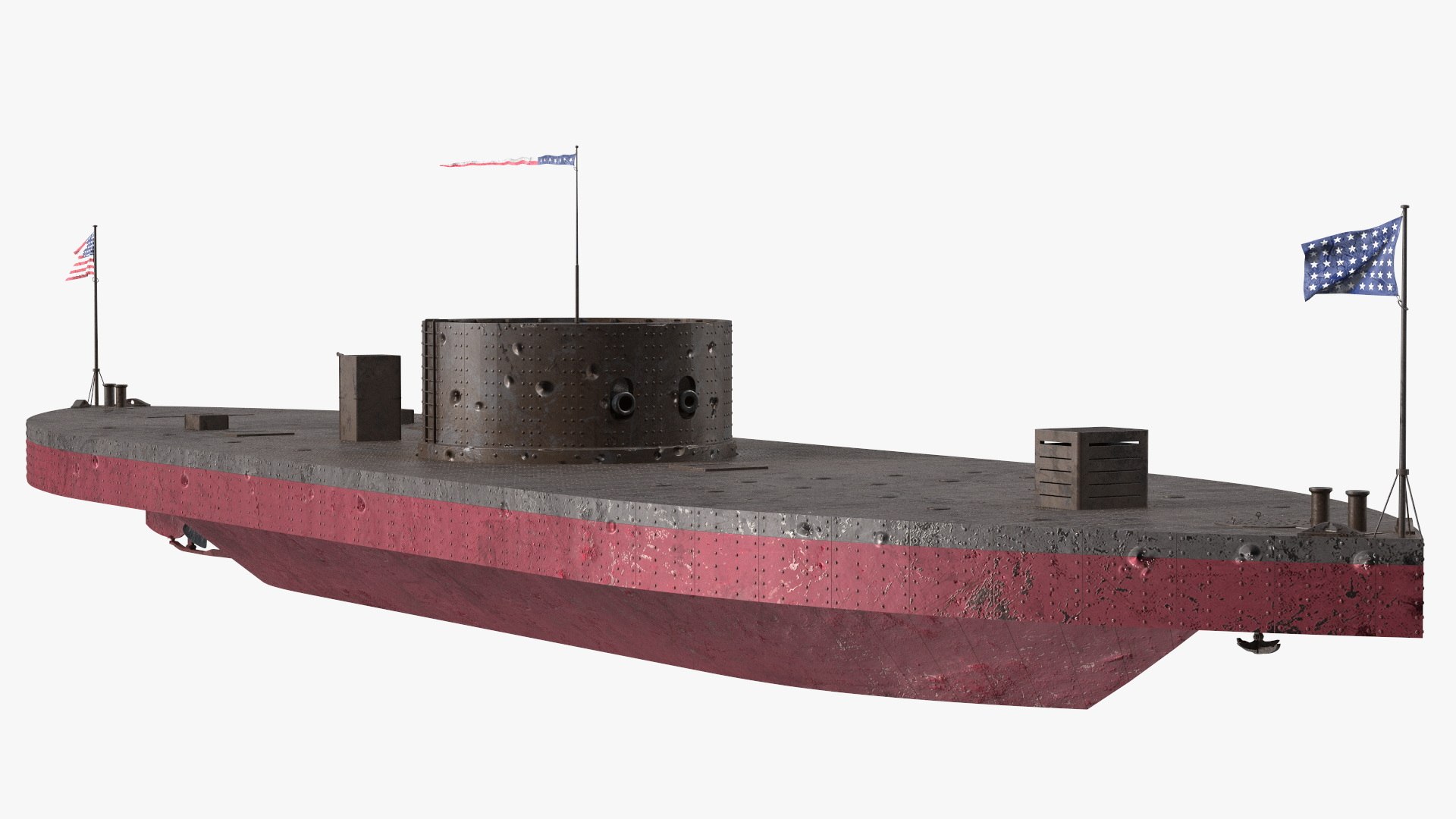 US Ironclad Warship Monitor Old 3D model preview