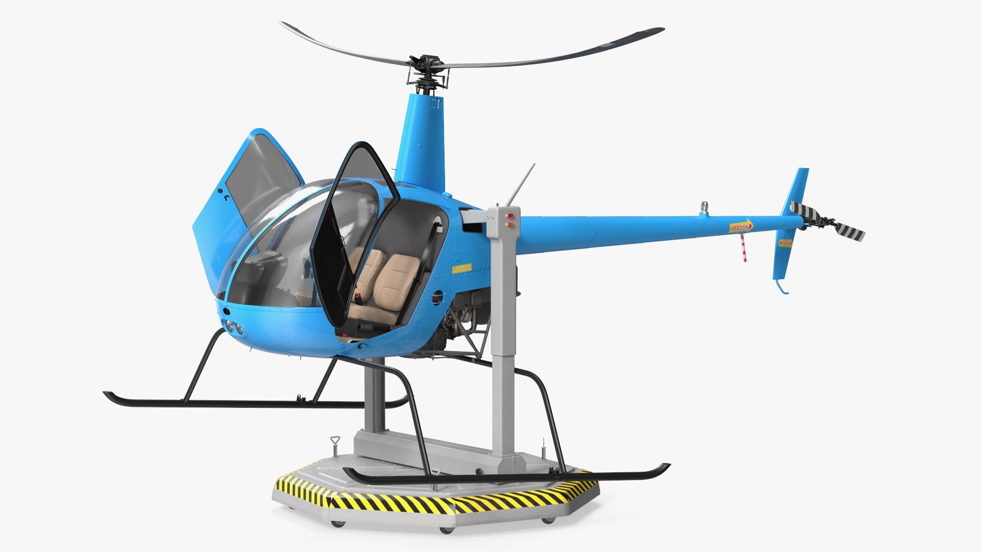 Small Helicopter Training Machine Blue Rigged for Cinema 4D 3D model preview