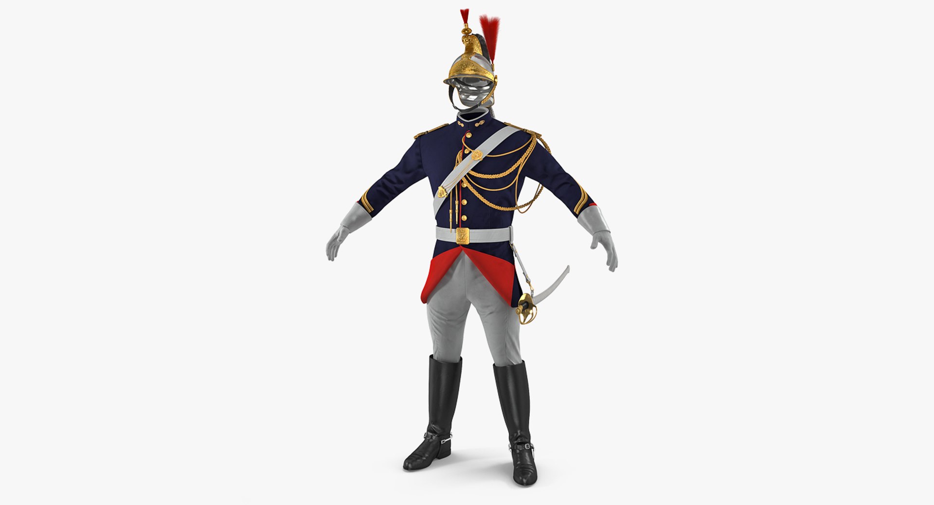 French Republican Guard Uniform 3D model preview