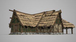 thatched wooden houses model