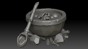 3D stylized cauldron model
