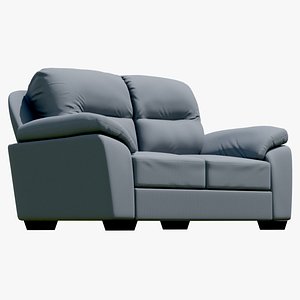 3D model Modern Leather Two Seat Sofa