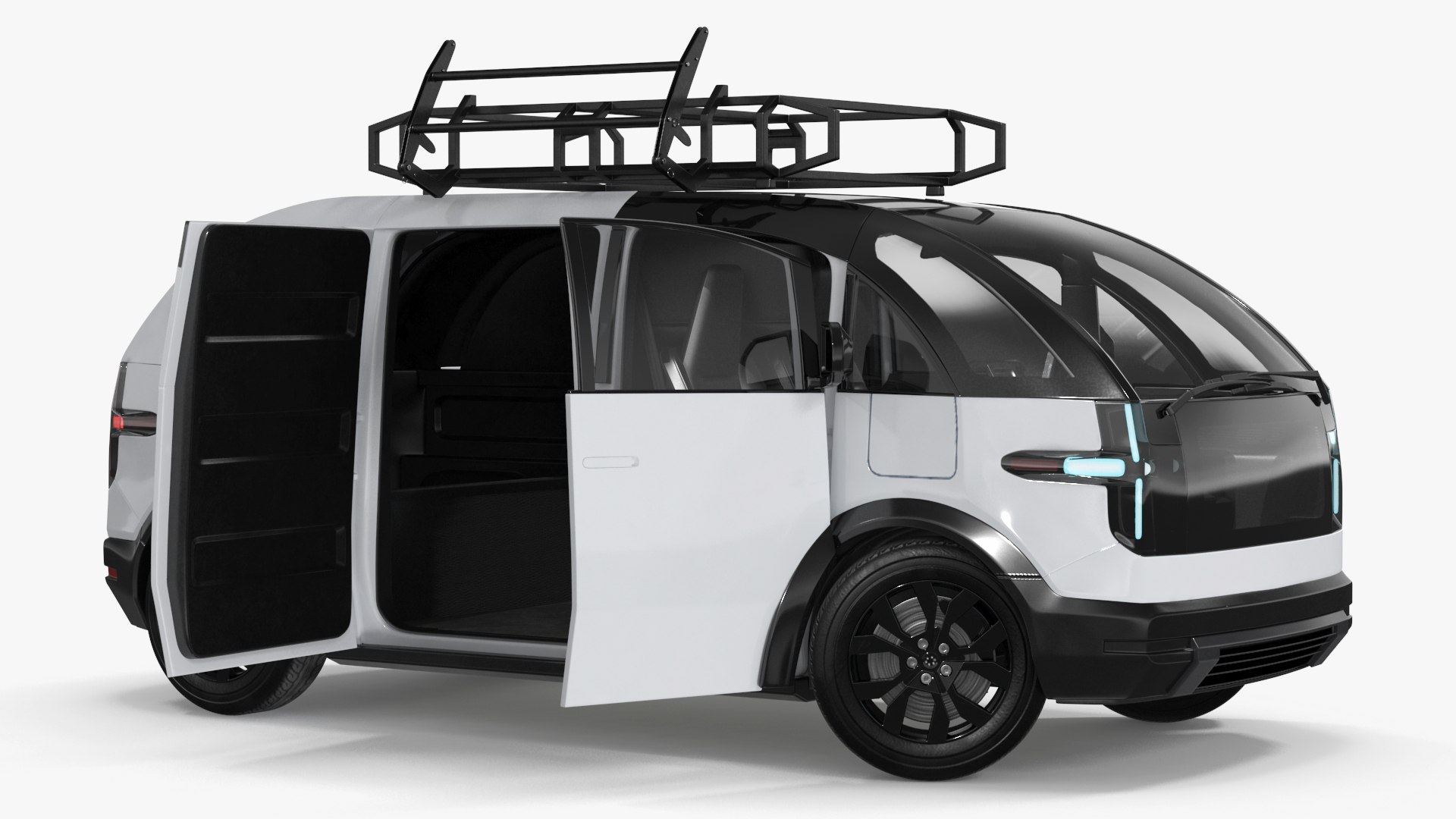 Minibus Electric White Rigged 3D model preview