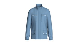 Men High Neck Jacket With Multi Pocket 3D