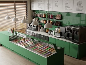 Modern Ice Cream Shop Interior 3D