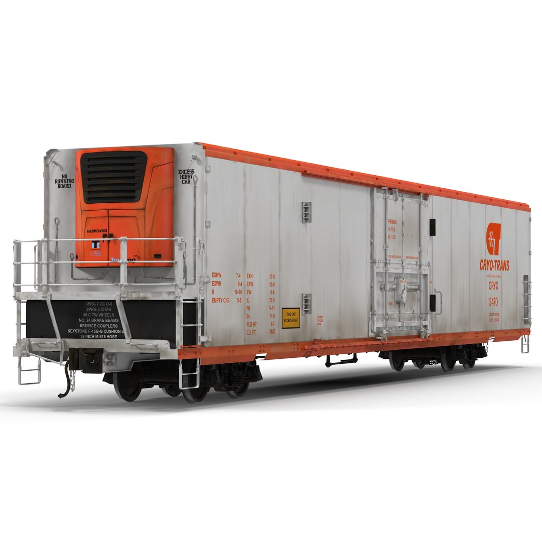 Railroad Refrigerator Car CryoTrans 3D model preview