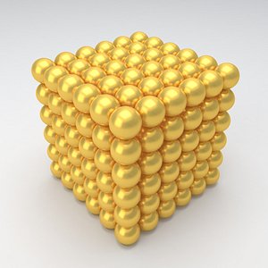 Neodymium Magnet Toy Gold 3D model