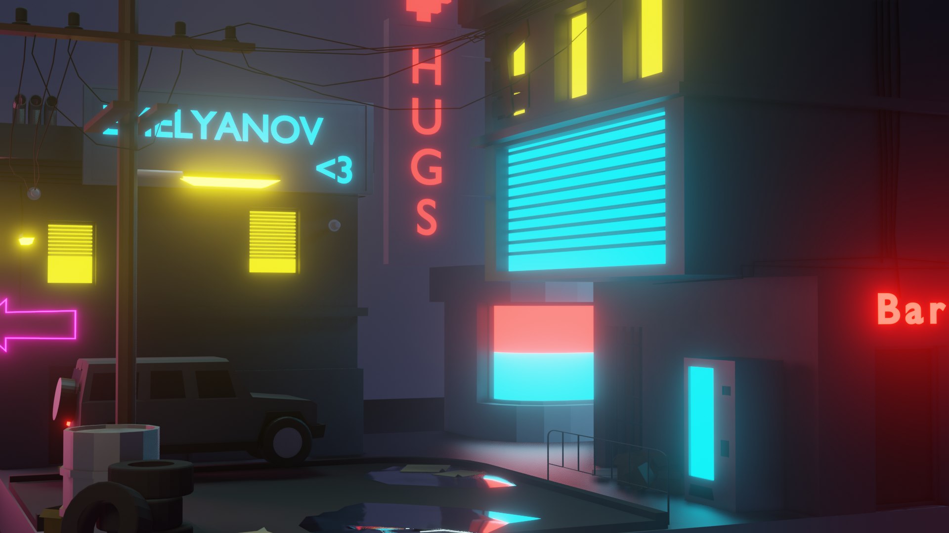 3D Night cyberpunk model - TurboSquid 1954744