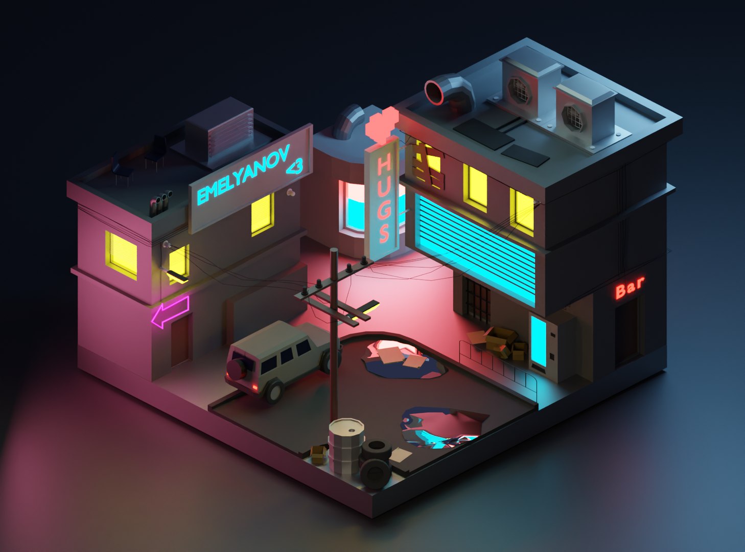 3D Night cyberpunk model - TurboSquid 1954744