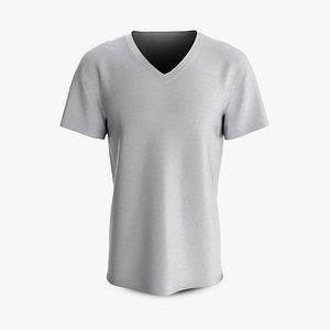 Male T-Shirt Dropped Shoulder Deep V Collar Short Sleeve