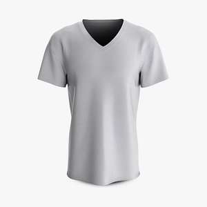 Male T-Shirt Dropped Shoulder Deep V Collar Short Sleeve