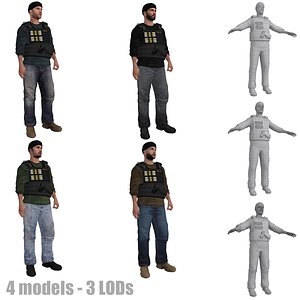 rigged dea agent lod 3d max