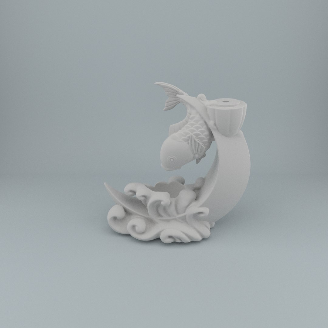 BACKFLOW INCENSE BURNER FISH MOON FOR 3D PRINTING 3D PRINT MODEL 3D
