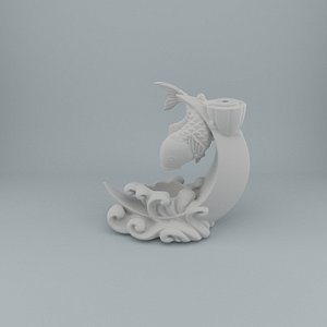 BACKFLOW INCENSE BURNER FISH MOON FOR 3D PRINTING 3D PRINT MODEL 3D PRINT MODEL 3D