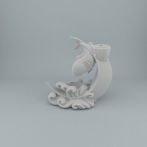 BACKFLOW INCENSE BURNER FISH MOON FOR 3D PRINTING 3D PRINT MODEL 3D PRINT MODEL