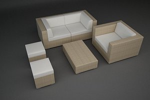 3d rattan lounge furniture set model