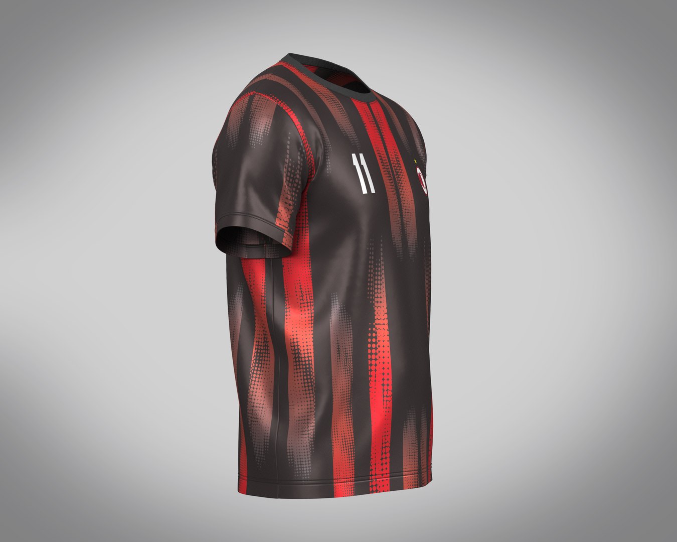 Soccer Football Red and Black color Jersey Player-11 3D model