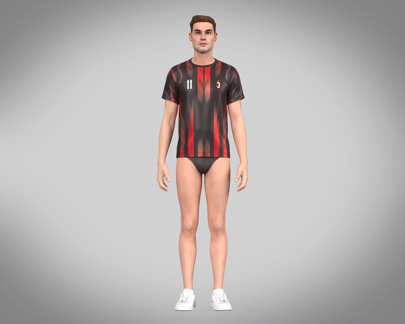 3D Soccer Football Black and Red Jersey Player-11 - TurboSquid