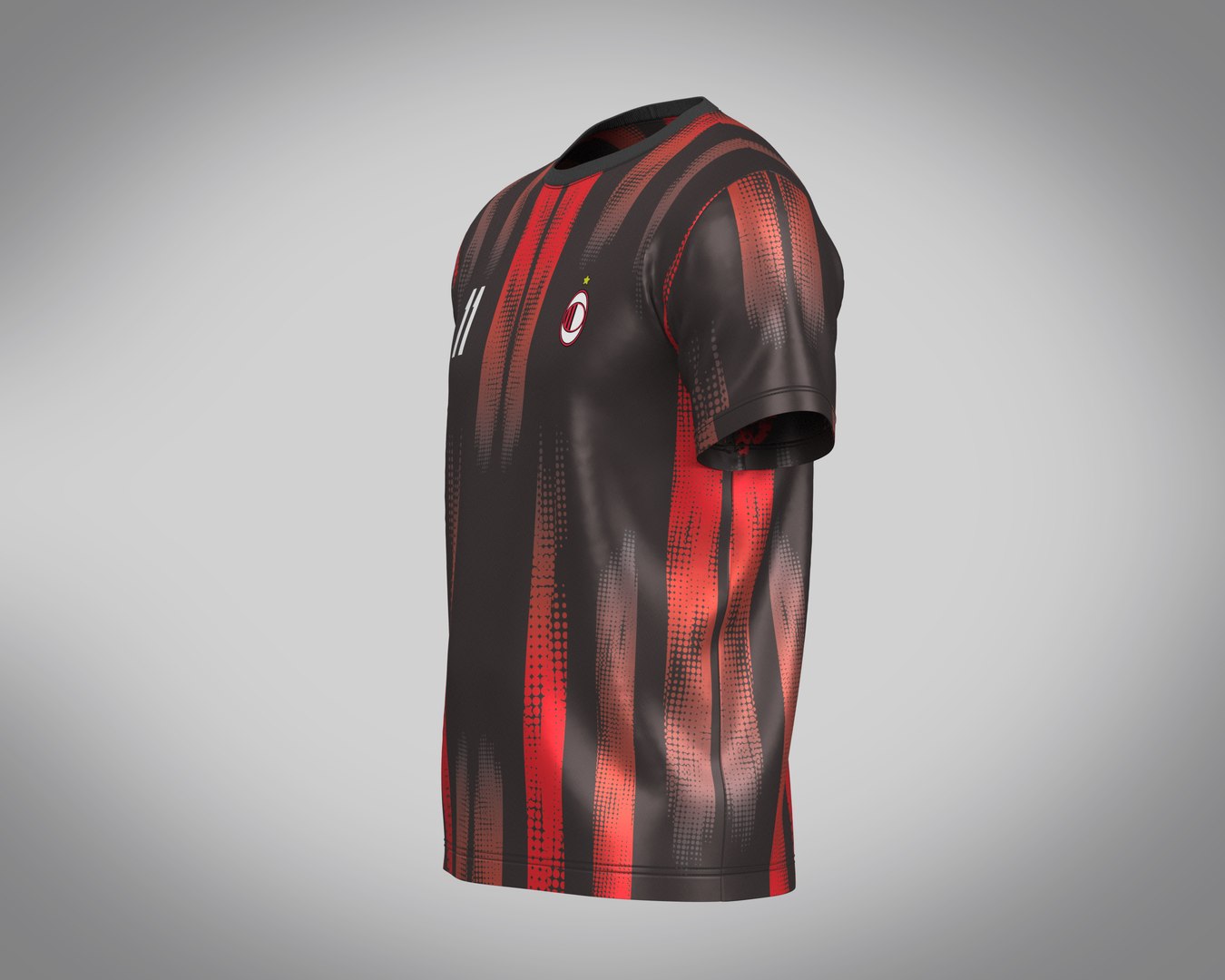 Soccer Red And Black Football Jersey Player-11 3D - TurboSquid 1987951