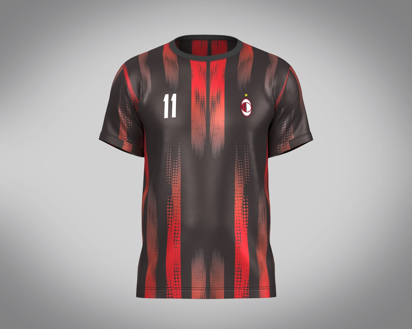 Soccer Football Red and Black color Jersey Player-11 3D model